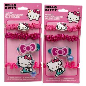 Hello Kitty Hair Set Lot 2 Hair Ties and Clips New